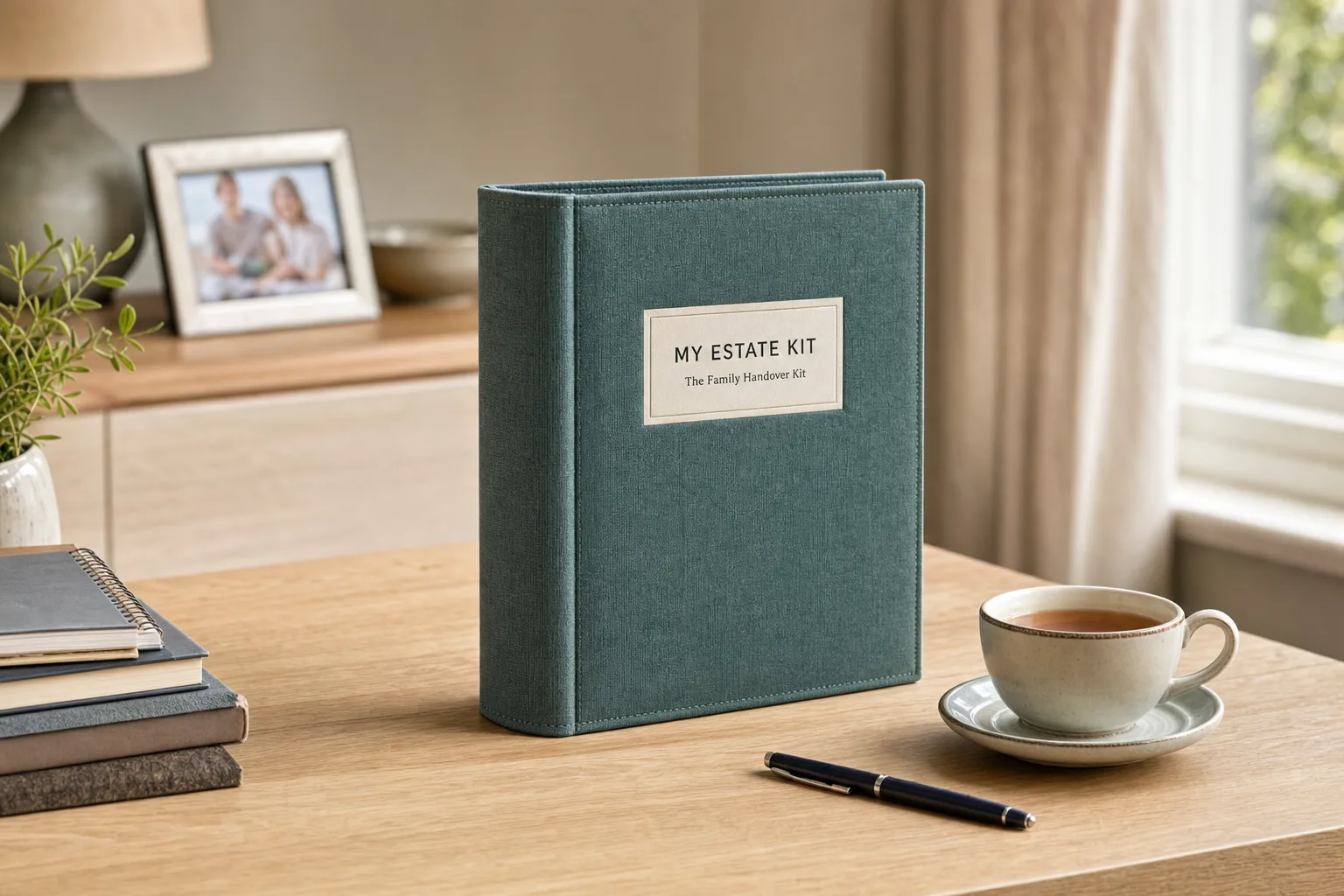 The Family Handover Kit, prepared and kept ready on a desk
