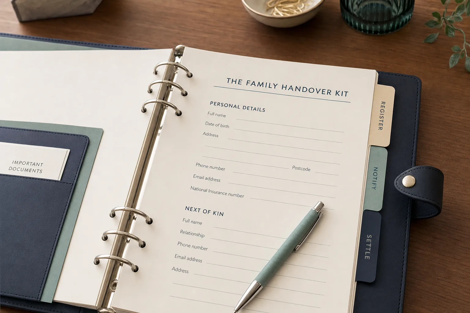 The open Family Handover Kit — the plan and the fill-in records